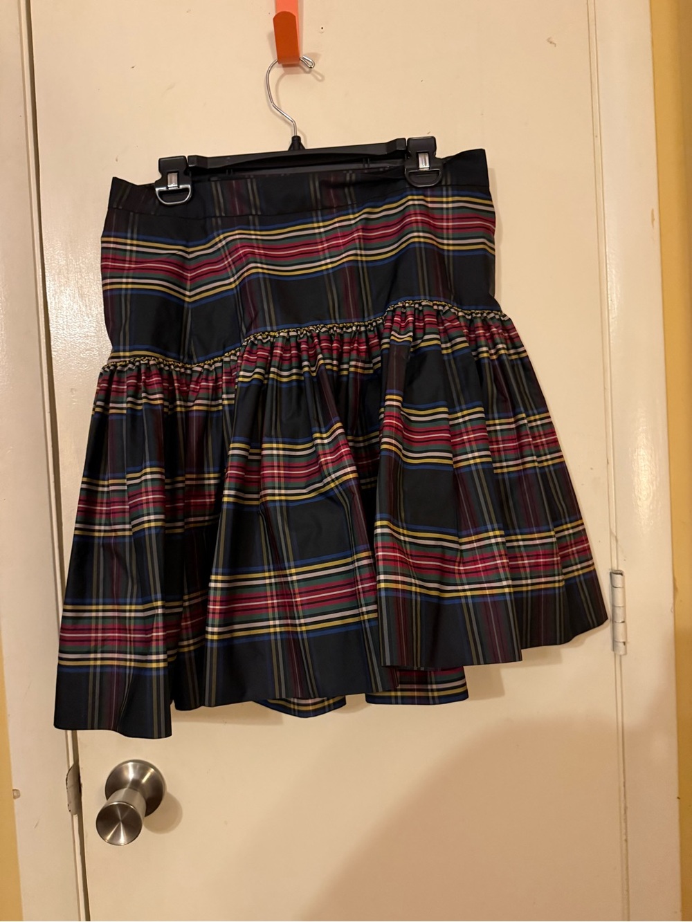 J Crew Plaid Tiered Mini Skirt in Navy and Red